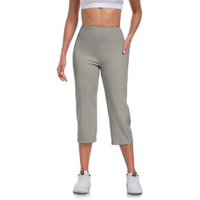 RAYPOSE Capri Yoga Pants with Pockets High Waist Workout Yoga Pants Tummy Control Leggings Crop Straight Pants