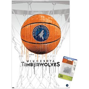 Trends International NBA Minnesota Timberwolves - Drip Basketball 21 Wall Poster with Push Pins