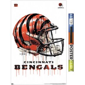 Trends International NFL Cincinnati Bengals - Drip Helmet 20 Wall Poster, 22.375" x 34", Poster & Clip Bundle