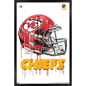 Trends International NFL Kansas City Chiefs - Drip Helmet 20 Wall Poster, 22.375" x 34", Black Framed Version