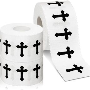 3 Pcs Christian Cross Athletic Tape 1.5 in x 30 FT Per Roll White Ankle Wrist Sport Tape Religious Bible Verse No Sticky Residue for Athlete Trainer Gymnastic Tennis Boxing Soccer Baseball Football
