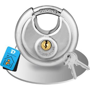 Heavy Duty Disc Padlock for Storage Unit, Waterproof Stainless Steel Discus Lock with Key, Cylinder Lock for Storage Locker, Outdoor Gate Security - 1 Pack