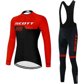 Women's Cycling Jersey Set Long Sleeve Bike Shirts Bicycle Clothing Cycling Bib Pants with Gel Padded