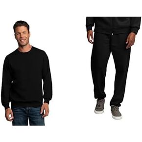 Fruit of the Loom Eversoft Sweatpants and Sweatshirt bundle, X-Large Black