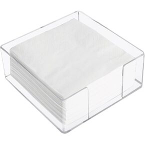 Klmnop Acrylic Cocktail Napkin Holder, Clear Square Napkin Holder for Table, Napkin Holder Suitable for Bar, Kitchen, Party, Wedding, Dinner(5.5 x 5.5 Inch)