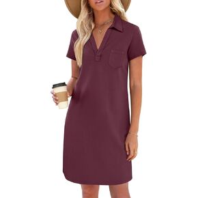 ANRABESS Womens T Shirt Dresses Summer Casual Short Sleeve V Neck Loose Shift Mini Dress 2025 Trendy Spring Clothes