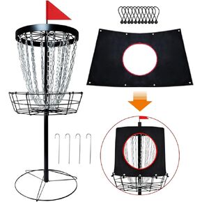 Disc Golf Basket - Discable Disc Golf Target With 24 chains Huffic Dis Disc Golf Course ، يأتي مع تصميم Disc Golf Target ، تصميم قابل للإزالة - مناسب لجميع اللاعبين - الأسود/البرتقالي/الأزرق