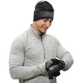 TrailHeads Tempo Reflective Running Headband and Lightweight Touchscreen Running Gloves Gift Set - Black/Reflective