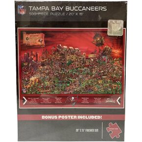 YouTheFan NFL Tampa Bay Bucs Buccaneers Joe Journeyman NFL Puzzle & Bonus Poster, Team Colors, 15" X 20"