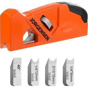 JORGENSEN Chamfer Plane, Edge Corner Plane with 4 Cutter Heads, Storage Space - Hand Plane for Woodworking, Professional Carpenter Woodworking Tools for Edge Trimming of Wood, Edge Corner Flattening
