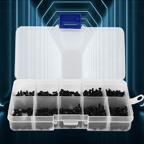 Carbon Steel Flat Head Machine, Screw Bolt Assortment Sets Nails, Screws Fasteners Screw Hardware Tool Cross Black Carbon Steel Electronics Industry Fasteners with Box Optional