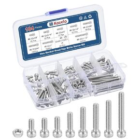 104pcs #6-32 Socket Head Cap Screws Bolts Nuts Assortment Kit - [1/4" to 1-1/2"] 304 Stainless Steel Allen Socket Drive for 3D Printer