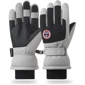 RIGWARL Winter Ski Snow Gloves for Men, Windproof & Waterproof of Cold Weather Winter Outdoor Work Gloves Hand Warming Glovesfor Men(Grey)