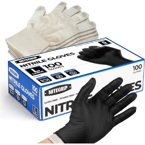 BBQ Gloves Set, 4 Cotton Glove Liners & 100 Disposable Nitrile Gloves, Heat Resistant Cooking Gloves, Nitrile Grill Gloves for Food Prep & Smoker, Guantes de Barbacoa Nitrilo