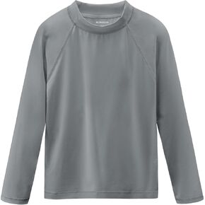 Boys Swim Shirt Long Sleeve Rash Guard Kids Sun Beach Water Shirts Swimwear Rashguard for Toddler Youth Sun Water Fishing Swimming SPF Shirt Wall Gray Size 10-12