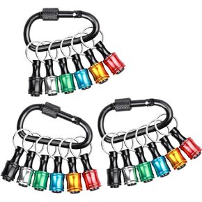 18PCS Bit Holder 1/4 Socket, Hex Shank Drill Bit Holder for Impact Driver Drill Bit Keychain Extension Bar Quick Release Drill Bit Holders, Screwdriver Bit Holder for Tools and Gifts for Men