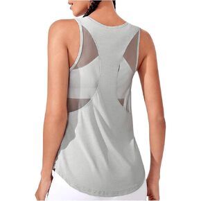 Oyoangle Women's Mesh Tareout Tank Top Crew Neck Slargedress Ergend Erstracts Thratic Thratic Stirts Yoga Gym Muscle Sanks