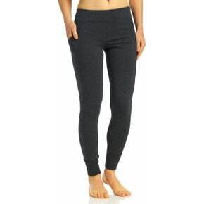 Calvin Klein Women's Premium Performance Double Waistband Moisture Wicking Legging (Standard and Plus), Slate Heather, Small