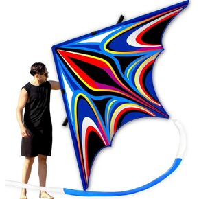 Blue Large Delta Kite for Adults，Extremely Easy to Fly for Beginners，Kites for Beach Trip Park Family Outdoor Activities (2.8m Large Power Triancle-Blue)