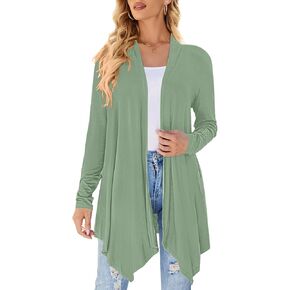 Women's Draped Front Open Cardigan Casual Long Sleeve Lightweight Cardigan Sweaters Duster