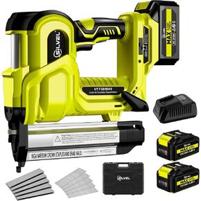 SILVEL 18 Gauge Cordless Brad Nailer, 2 in 1 Cordless Nail Gun/Electric Stapler, 2 * 21V Battery Powered Nail Gun, Fast Charging for Woodworking,Home Improvement, YELLOW