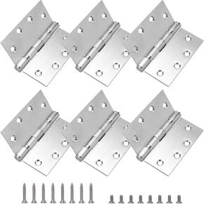 6 Pack 4.5 x 4.5 Inches Door Hinges, Heavy Duty Stainless Steel Hinges Ball Bearing Door Hinges with Square Corners, Silver