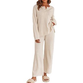 Ekouaer 2 Piece Lounge Pajamas Sets for Women Winter Matching Outfits Soft Knit Loungewear Sweater Sets
