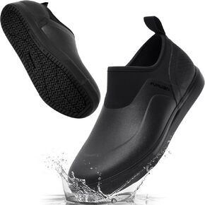 Furuian Non Slip Work Shoes for Men All Black Waterproof Shoes Oil Resistant Food Service Shoes Lightweight Kitchen Chef Shoes for Restaurant, Hospital Zapatos Antideslizantes para Hombre, 12wide