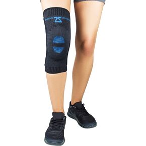 Zensah Elite Knee Compression Sleeve with Patella Gel Pad - Targeted Knee Support for Protection and Pain Relief – Knee Support for Running, Sports, Workout, Gym - Knee Brace (Black, Large)