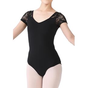 Briony - Floral Lace Short Sleeve Dance Leotard for Women