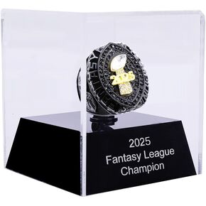 2025 Fantasy Football Championship Ring | Heavy FFL Champion Ring | Gold Silver Tone Plated Award Trophy for Fantasy Football League Winner