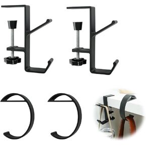 4 Pack Desk Hook for Bag,Desk Hooks,Table Hooks for Hanging Bags,Purse Hook for Desk,Bag Holder for Table,Headphones Holder,Desk Mount Holder Hook for Headphone Counter Table Office Home (Black)