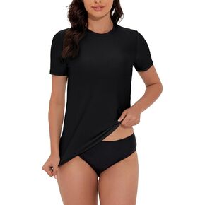 Women's Rash Guard UPF 50+ Short Sleeve Swim Shirts Quick Dry Swimsuit Top UV Sun Protection Bathing Suit Top