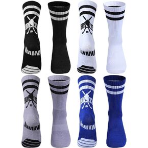 Shihanee 4 Pairs Men's Hockey Socks Novelty Athletic Mid Calf Hockey Skate Socks Xmas Birthday Performance Socks Gift for Hockey Player Lover