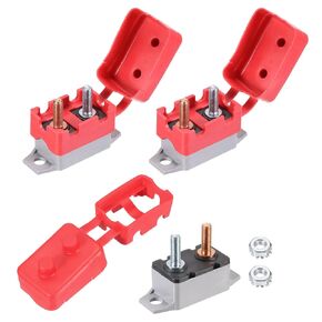 DMiotech 2 Set 12-24V 15A Circuit Breaker,Auto Resettable Stud Type Overload Protector Switch Fuse Holder with Cover and Screws for Boat Rv Car Audio Speaker