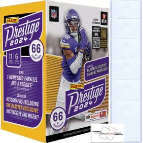 2024 Panini Prestige Football NFL Blaster Box with 66 Trading Cards & 6 Toploaders & STREETCARDS Magnet!