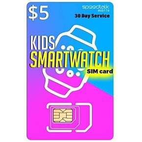 SpeedTalk Mobile $5 Preloaded SIM Card Kit for Kids Smart Watch GPS & Activity Tracking | 3 in 1 Simcard - Standard, Micro, Nano | Children GSM 5G 4G LTE Smartwatches Wearables | 30 Days Service Plan in Saudi Arabia