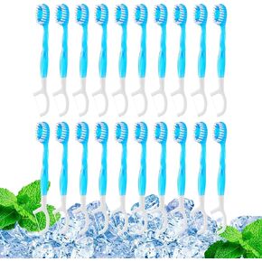 20 Individually Packaged Disposable Travel toothbrushes with Toothpaste, 5-in-1 Convenient Mini Disposable Toothbrush (Toothbrush + Toothpaste + Tongue Scraper + Dental Floss + Pick)