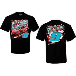 Chase Elliott #9 NASCAR 2024 Llumar Draft 2 Sided Black T-Shirt, Gray