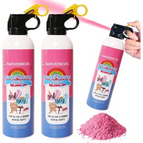 Gender Reveal Fire Extinguisher 2 Packs, Gender Reveal Ideas, Baby Boy Reveal Party Ideas 100% Biodegragable for Gender Reveal Decorations (pink)