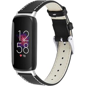 Leather Strap Compatible with Fitbit Inspire 3 Straps for Women Men, Soft Breathable Leather Sport Wristband Replacement Strap Bands Metal Classic Buckle Bracelet for Fitbit Inspire 3
