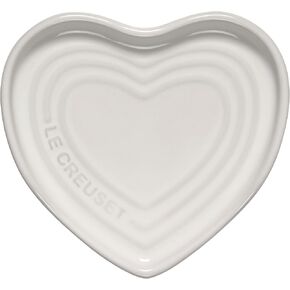 Le Creuset Stoneware Heart Shaped Spoon Rest, 5", White