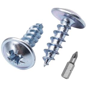 Generic (Pack of 80) Galvanised Steel 1/4"" x 25/32"" (6.0 x 20 mm) Silver Wood Screws Metal Screws Wafer Head Pozi Self Tapping