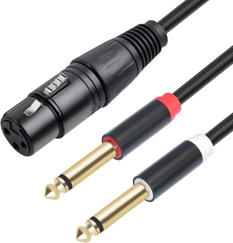XLR أنثى إلى كبل مزدوج 1/4 ذكور y فاصل ، أنثى xlr إلى 6.35 مم 1/4 بوصة mono ts ذكر محول ميكروفون صوتي in Saudi Arabia