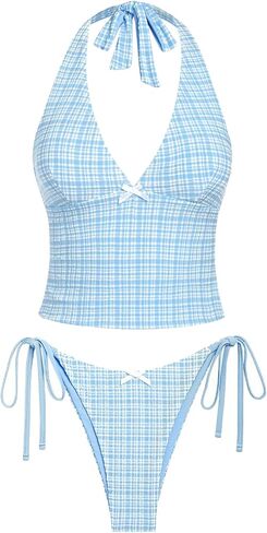 Zaful Women Women Halter Tankini Set v الرقبة البطن التحكم في الأزهار المطبوعة جانب Thong Bikini Swimsuits 2 قطعة بدلات الاستحمام in Kuwait