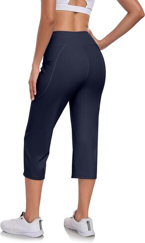 RAYPOSE Capri Yoga Pants with Pockets High Waist Workout Yoga Pants Tummy Control Leggings Crop Straight Pants in Saudi Arabia