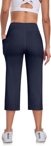 RAYPOSE Capri Yoga Pants with Pockets High Waist Workout Yoga Pants Tummy Control Leggings Crop Straight Pants in Saudi Arabia