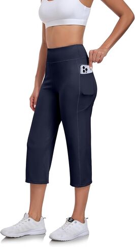 RAYPOSE Capri Yoga Pants with Pockets High Waist Workout Yoga Pants Tummy Control Leggings Crop Straight Pants in Saudi Arabia
