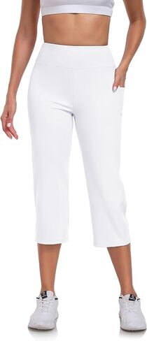 RAYPOSE Capri Yoga Pants with Pockets High Waist Workout Yoga Pants Tummy Control Leggings Crop Straight Pants in Saudi Arabia