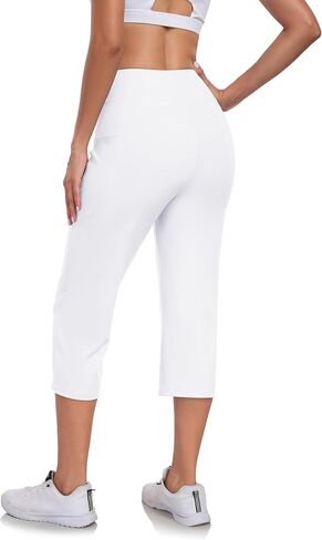RAYPOSE Capri Yoga Pants with Pockets High Waist Workout Yoga Pants Tummy Control Leggings Crop Straight Pants in Saudi Arabia